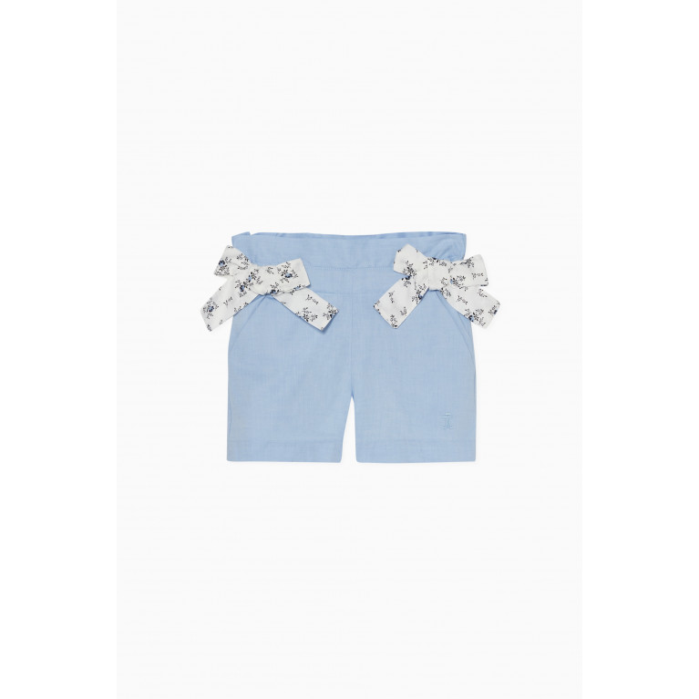 Jessie and James - Flared Cotton Shorts Blue