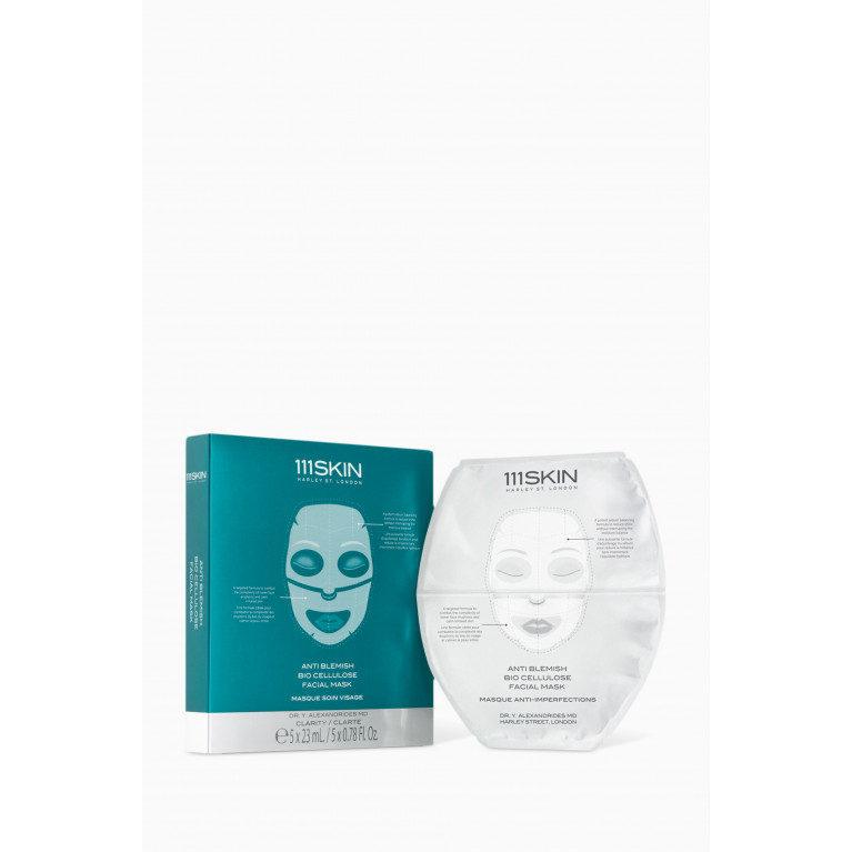 111Skin - Anti Blemish Bio Cellulose Facial Mask, Pack of 5
