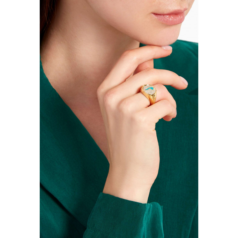 Bil Arabi - Khatt M Letter Diamond Signet Ring