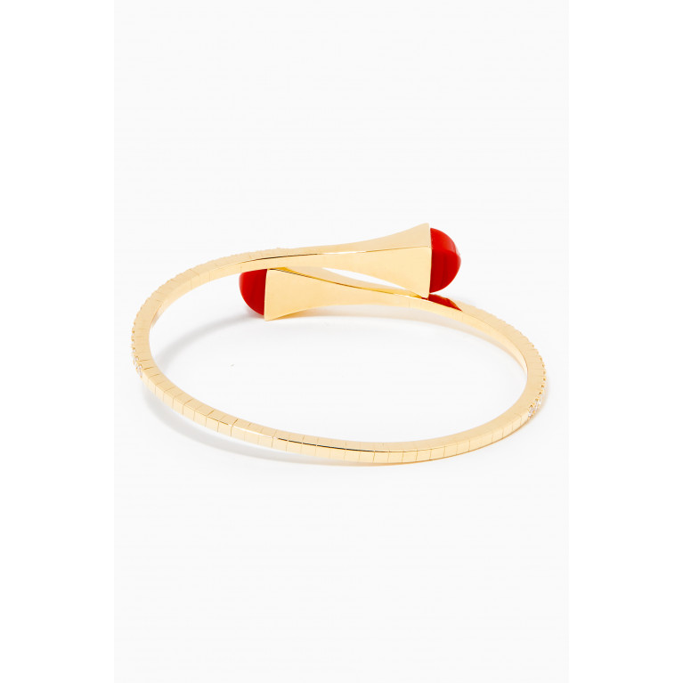 Marli - Cleo Statement Red Coral & Diamond Bangle in 18kt Yellow Gold