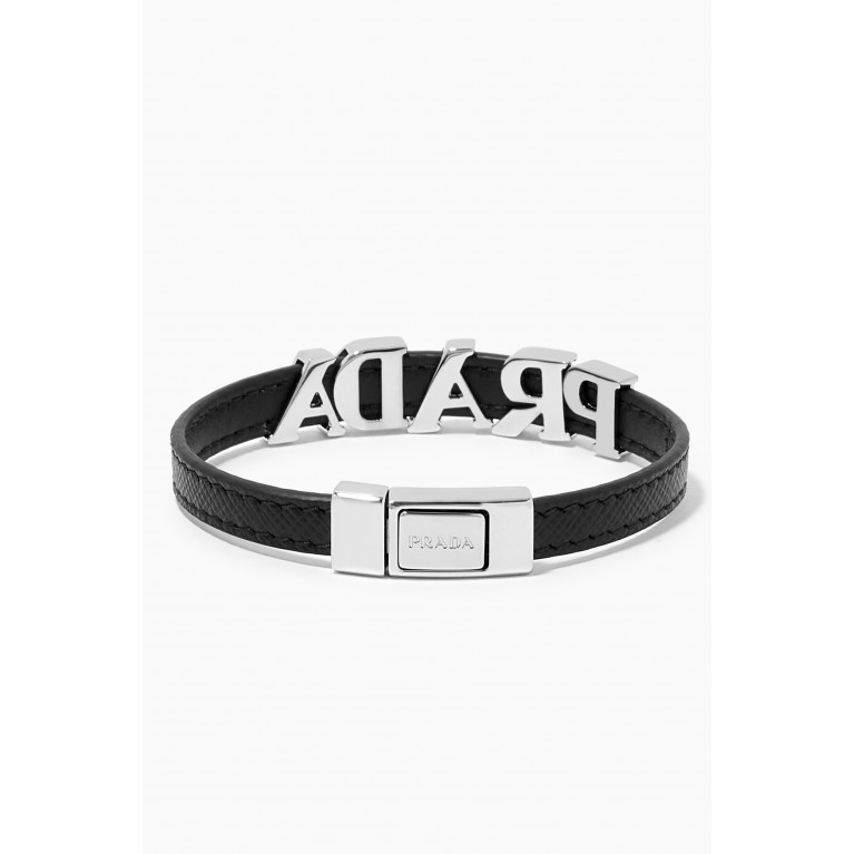 Prada - Logo Lettering Bracelet in Saffiano Leather Black