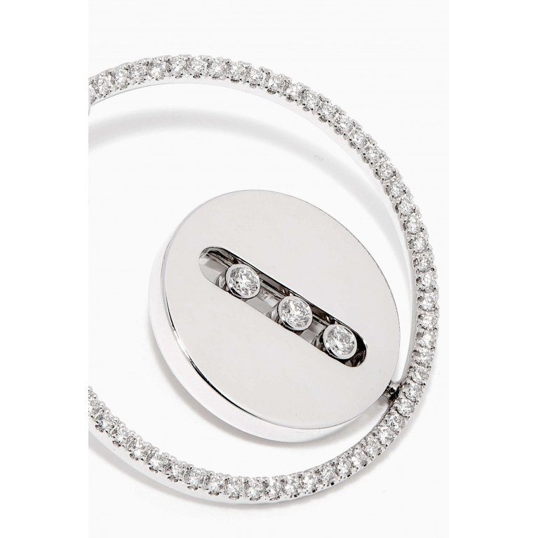 Messika - Créoles Lucky Move MM Diamond Hoop Earrings in 18kt White Gold White