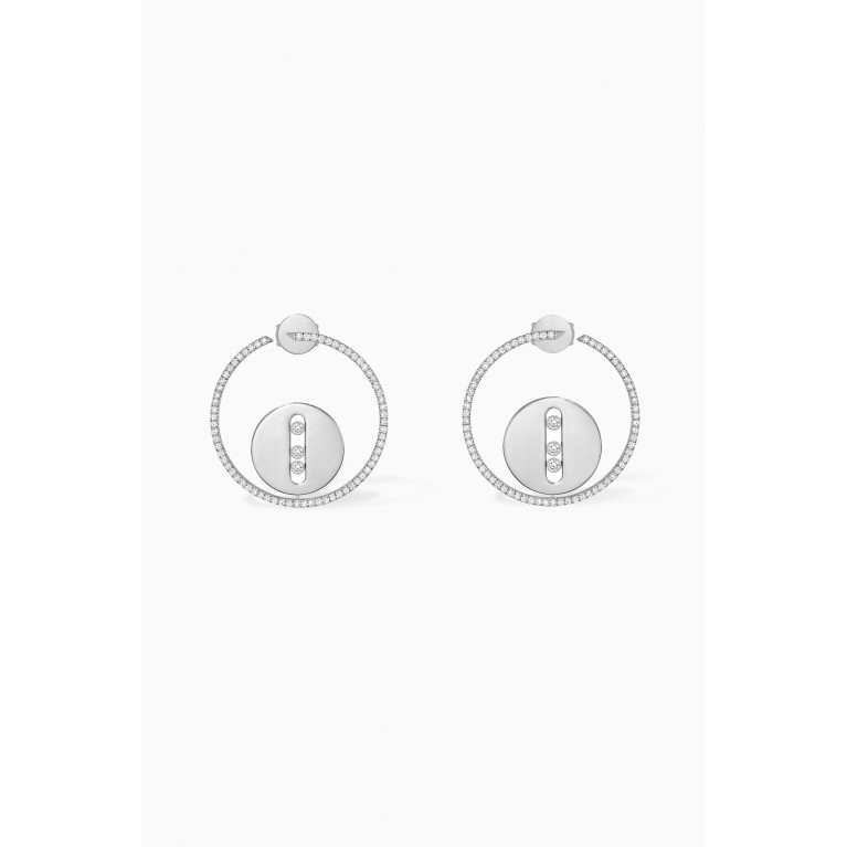 Messika - Créoles Lucky Move MM Diamond Hoop Earrings in 18kt White Gold