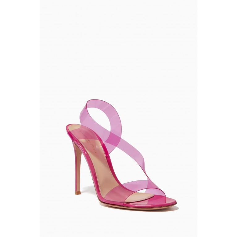 Gianvito Rossi - Metropolis 105 Asymmetric Sandals in Plexi & Leather Pink