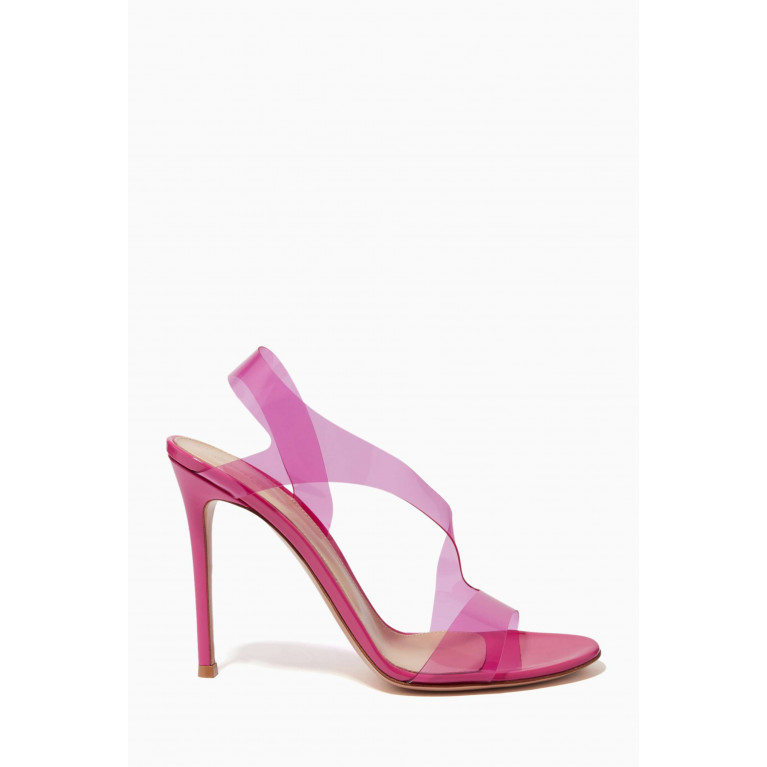 Gianvito Rossi - Metropolis 105 Asymmetric Sandals in Plexi & Leather Pink