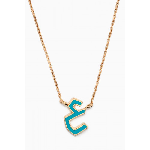 Bil Arabi - Mina Ein Letter Enamel Necklace in 18kt Gold Blue
