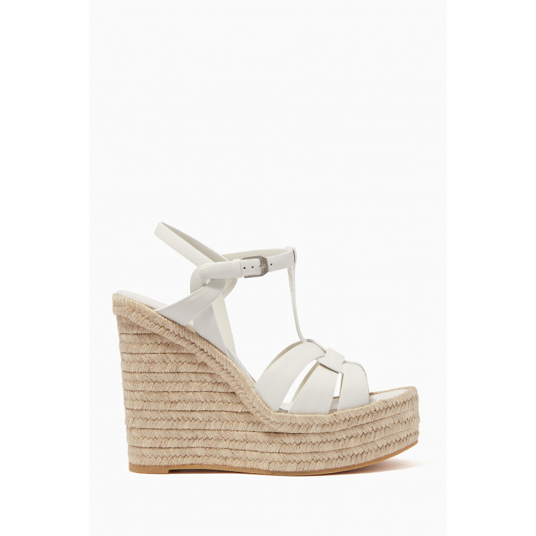 Saint Laurent - Tribute 130 Wedge Espadrilles in Smooth Leather