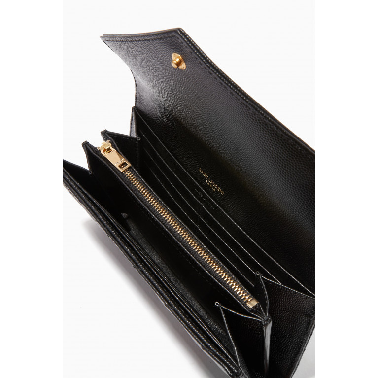 Saint Laurent - Cassandre Large Flap Wallet in Matelassé Leather Black