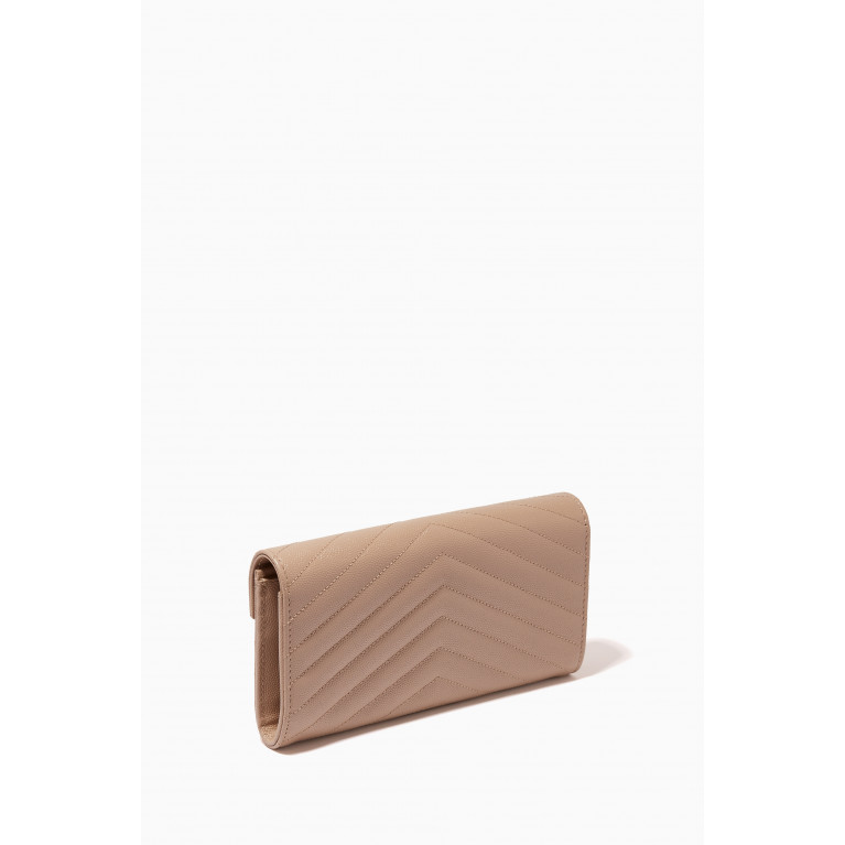 Saint Laurent - Cassandre Large Flap Wallet in Matelassé Leather Neutral