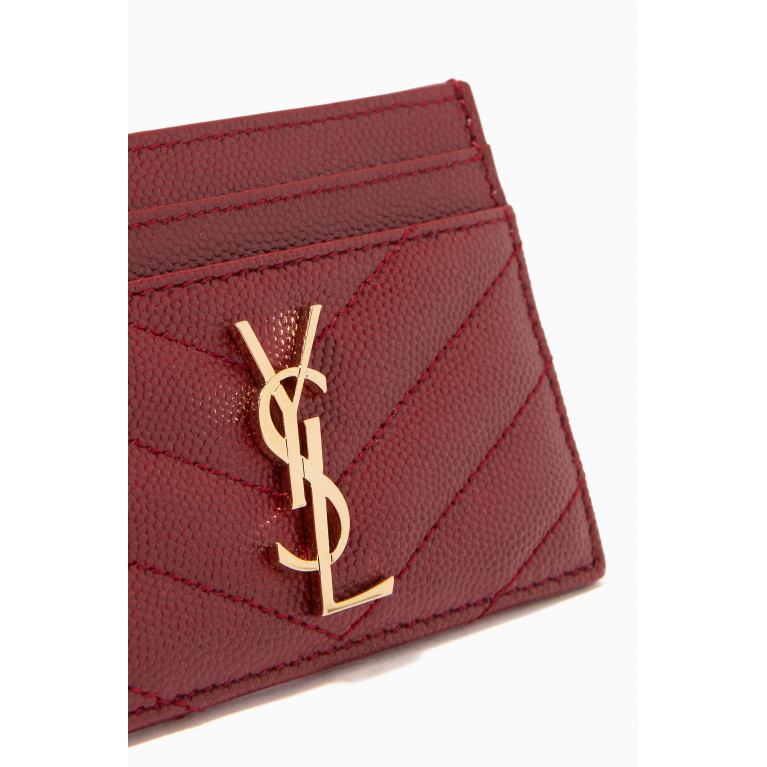 Saint Laurent - Cassandre Card Case in Matelassé Leather Red