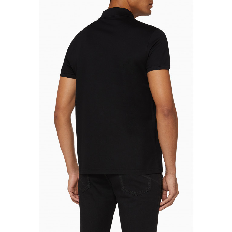 Saint Laurent - Monogram Polo Shirt in Cotton Piqué Black