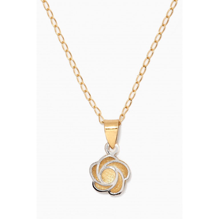 Baby Fitaihi - Flower 3D Pendant in 18kt Yellow & White Gold Gold
