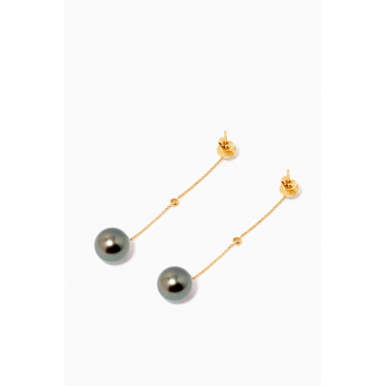 Robert Wan - Links of Love Hanging Pearl Diamond Earrings in 18kt Yellow Gold