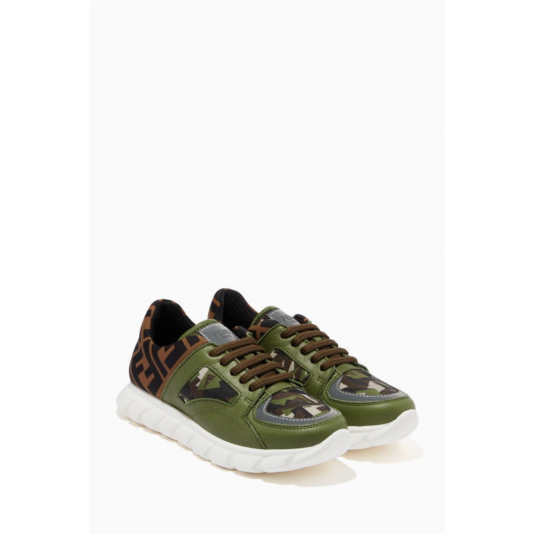 FF Logo Camo Sneakers in Leather