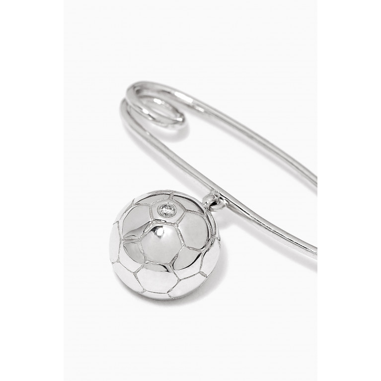 Baby Fitaihi - "It's A Boy!" Soccer Ball Diamond & Sapphire Brooch in 18kt White Gold