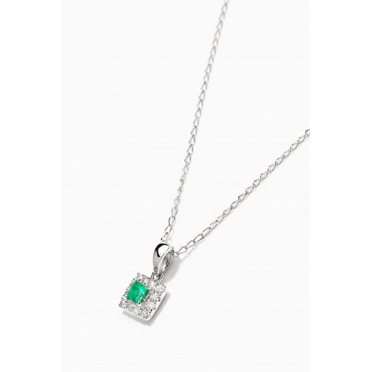Baby Fitaihi - Classic Emerald Diamond Necklace in 18kt White Gold