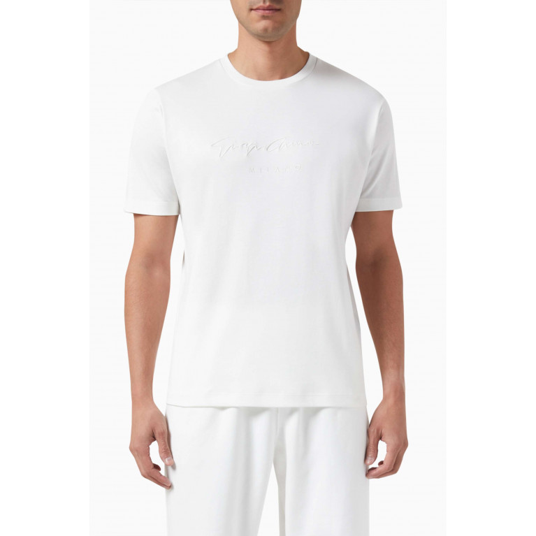 Giorgio Armani - Embroidered Logo T-shirt in Cotton White
