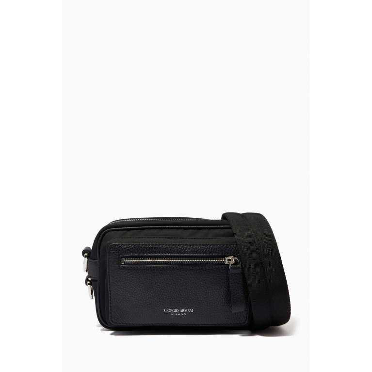 Giorgio Armani - Reporter Bag in Nylon & Grained Leather Black