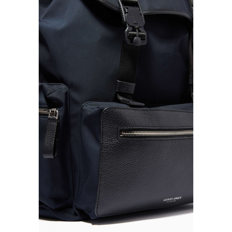 Giorgio Armani - Colour Block Backpack in Canvas & Polyester Blue