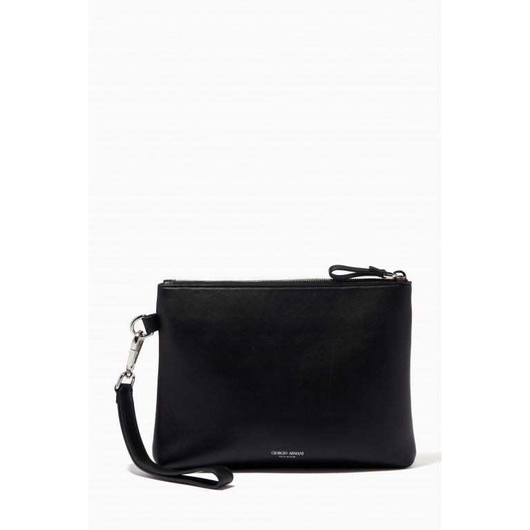 Giorgio Armani - GA Beauty Bag in Nylon & Grained Leather Black