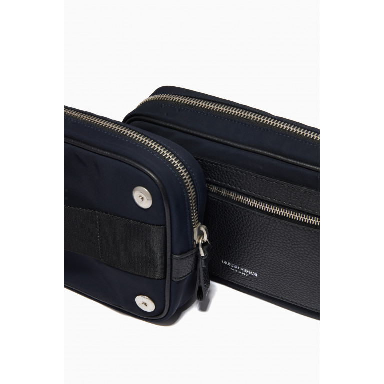 Giorgio Armani - GA Beauty Bag in Nylon & Grained Leather Blue