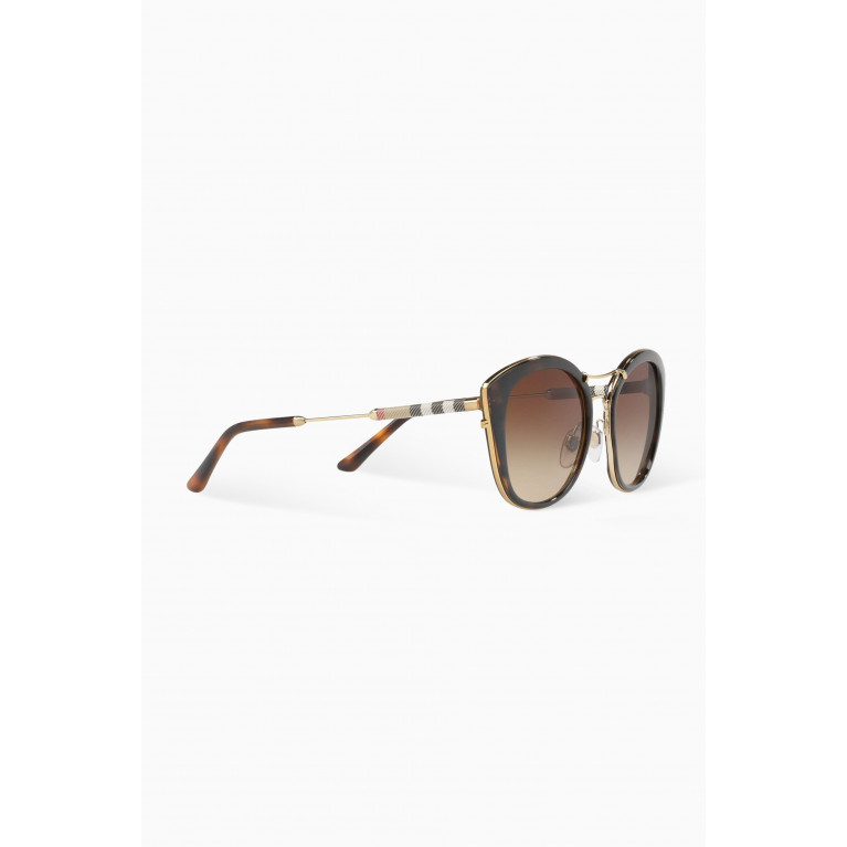 Burberry - Icon Stripe Detail Cat-Eye Sunglasses