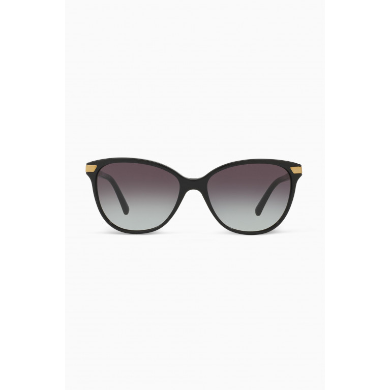 Burberry - Icon Stripe Detail Cat-Eye Sunglasses Black