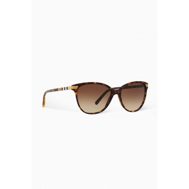 Burberry - Icon Stripe Detail Cat-Eye Sunglasses Brown