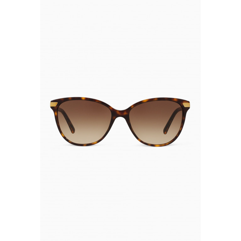 Burberry - Icon Stripe Detail Cat-Eye Sunglasses Brown