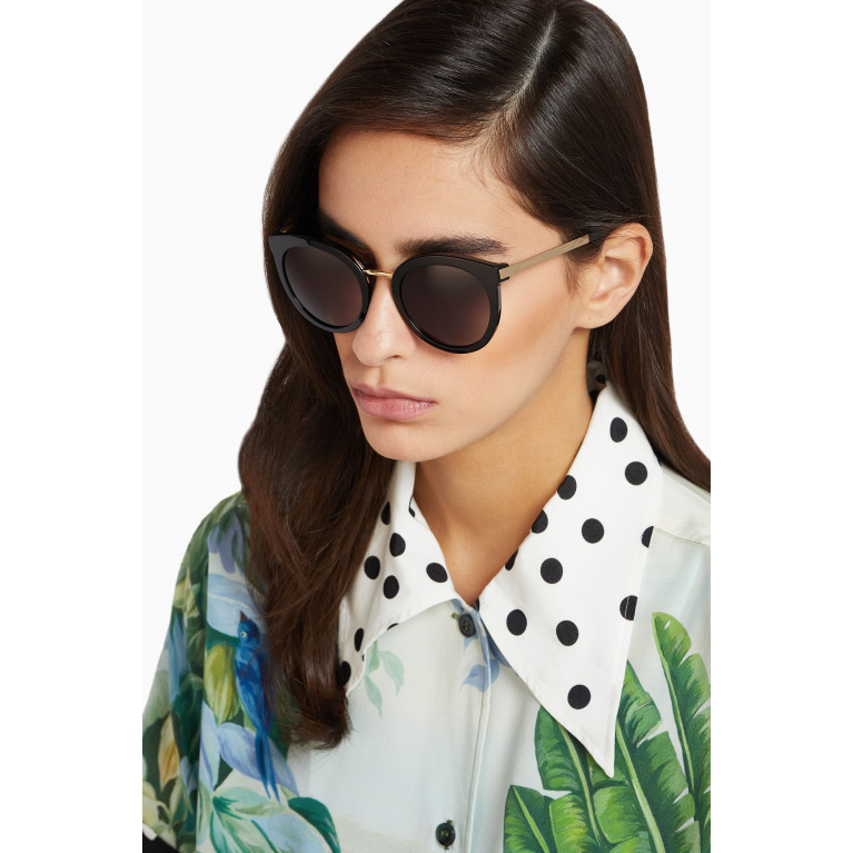 Dolce & Gabbana - Semi-Oval Sunglasses Black