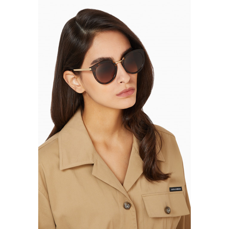 Dolce & Gabbana - Semi-Oval Sunglasses Brown