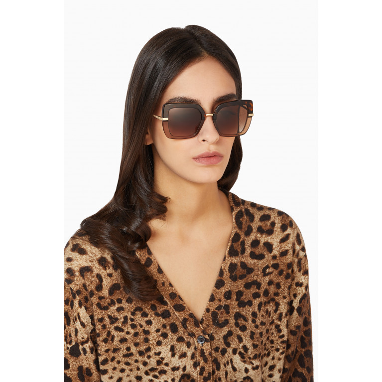 Dolce & Gabbana - Half Print Sunglasses Brown