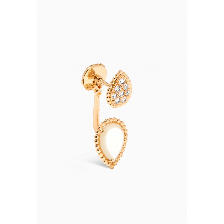 Boucheron - Serpent Bohème Double Motif Mother of Pearl Diamond Single Stud Earring in 18kt Yellow Gold