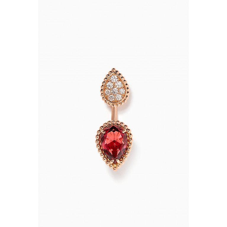 Boucheron - Serpent Bohème Double Motif Rhodolite Garnet Diamond Single Stud Earring in 18kt Rose Gold