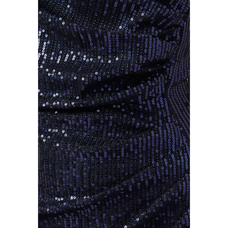 Elle Zeitoune - Opal Metallic Gathered Dress Blue