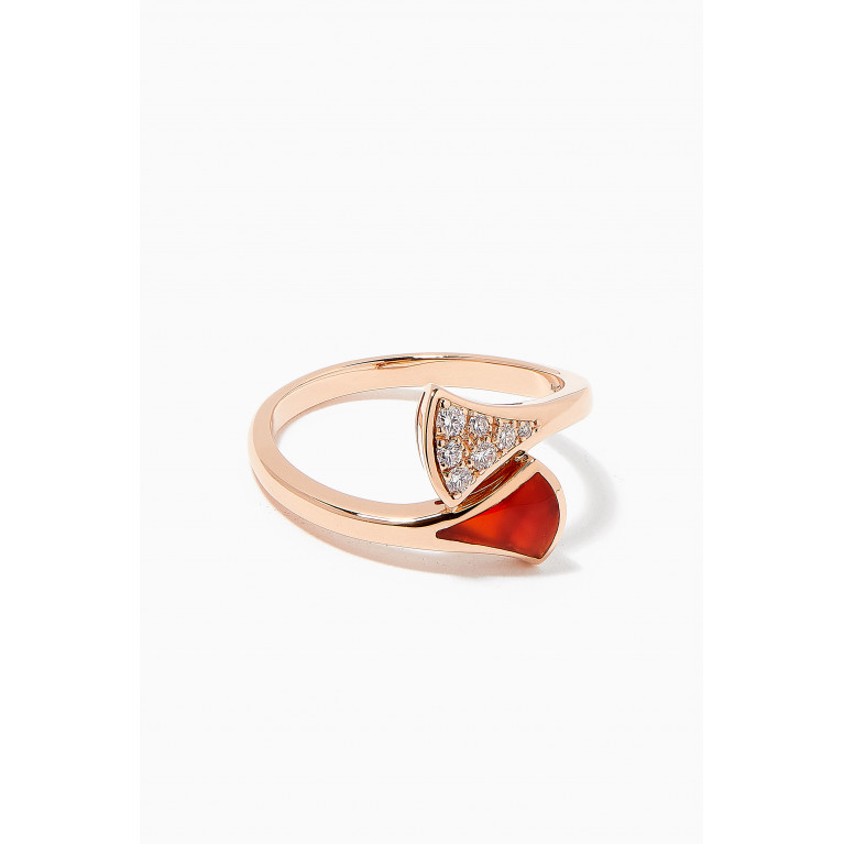 Bvlgari - Divas' Dream Carnelian Diamond Pavé Ring in 18kt Rose Gold
