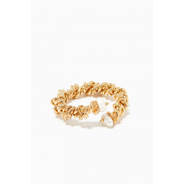 Joanna Laura Constantine - Twisted Mini Pearl Ring in 18kt Gold-Plated Brass
