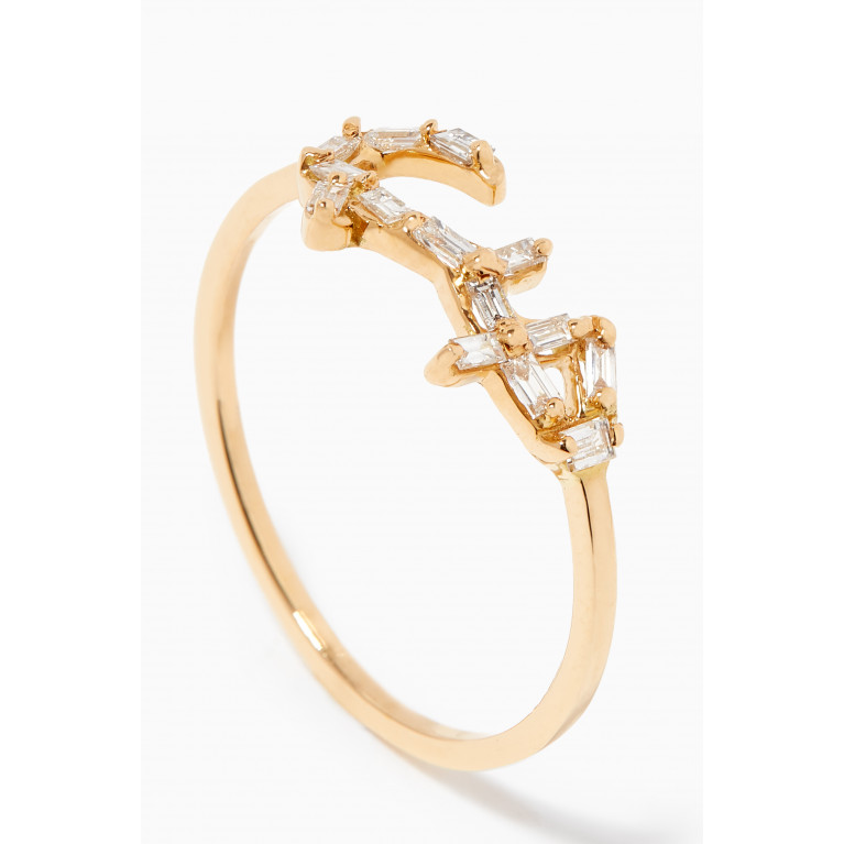 Bil Arabi - Hobb/ Love Baguette Diamond Ring in 18kt Yellow Gold Gold