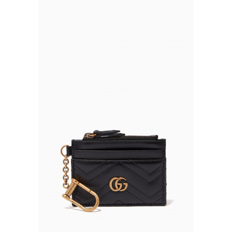 Gucci - GG Marmont Keychain Wallet in Matelassé Leather Black
