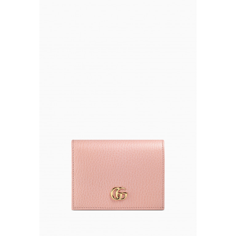Gucci - GG Marmont Card Case Wallet in Leather Pink