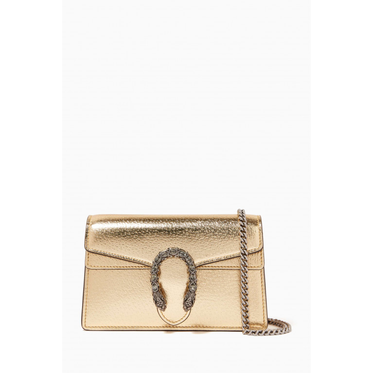 Gucci - Super Mini Dionysus Bag in Metallic Leather Gold