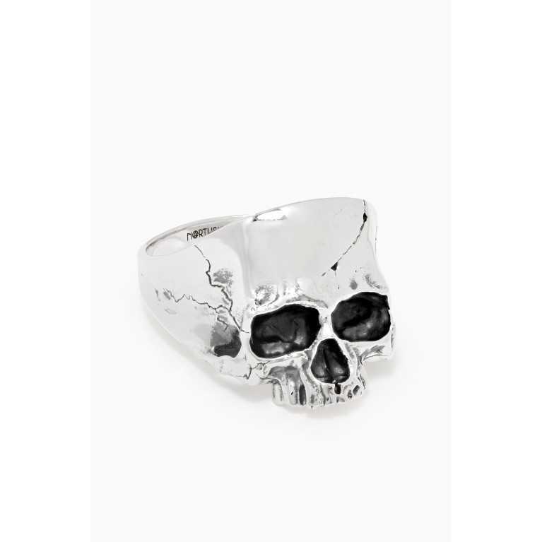 Northskull - Disfigured Medius Skull Ring in Sterling Silver
