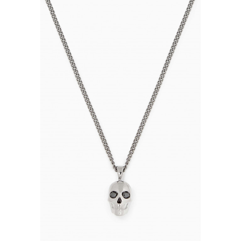 Northskull - Atticus Skull Necklace in Gunmetal-Plated Sterling Silver