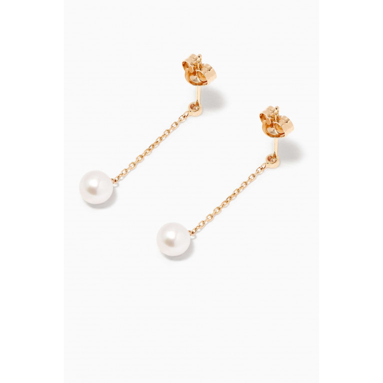 STONE AND STRAND - Diamond & Pearl Drop Earrings in 14kt Yellow Gold