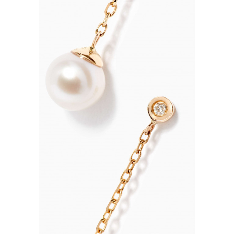 STONE AND STRAND - Diamond & Pearl Drop Earrings in 14kt Yellow Gold