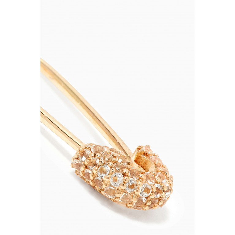 STONE AND STRAND - Pavé Topaz Safety First Earring in 14kt Yellow Gold