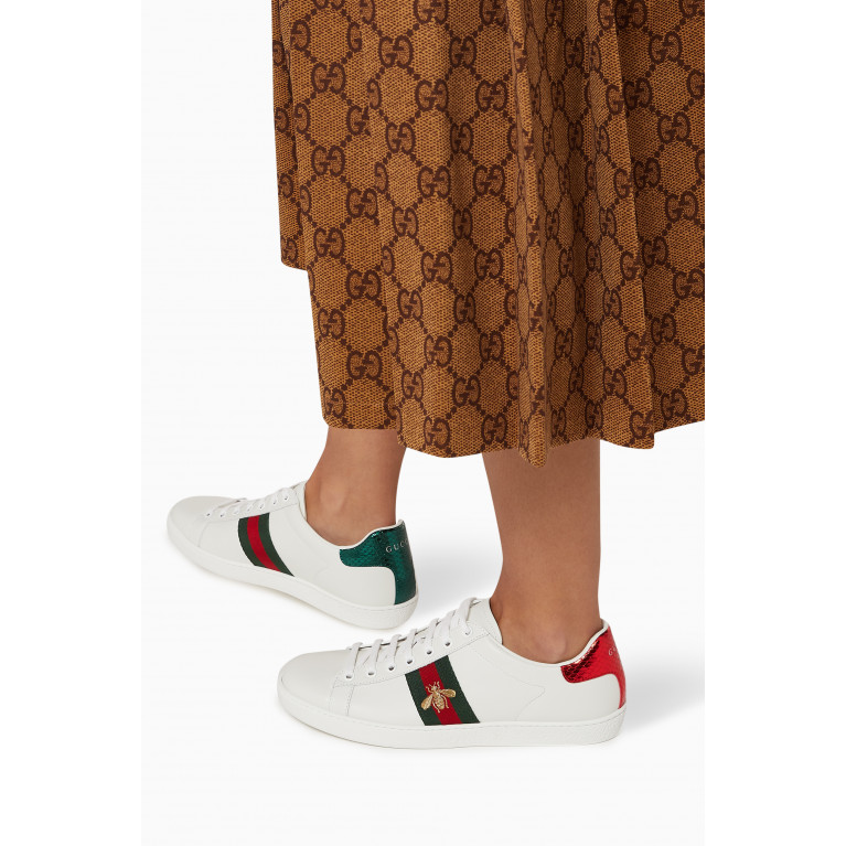 Gucci - Ace Embroidered Low Top Sneakers in Leather