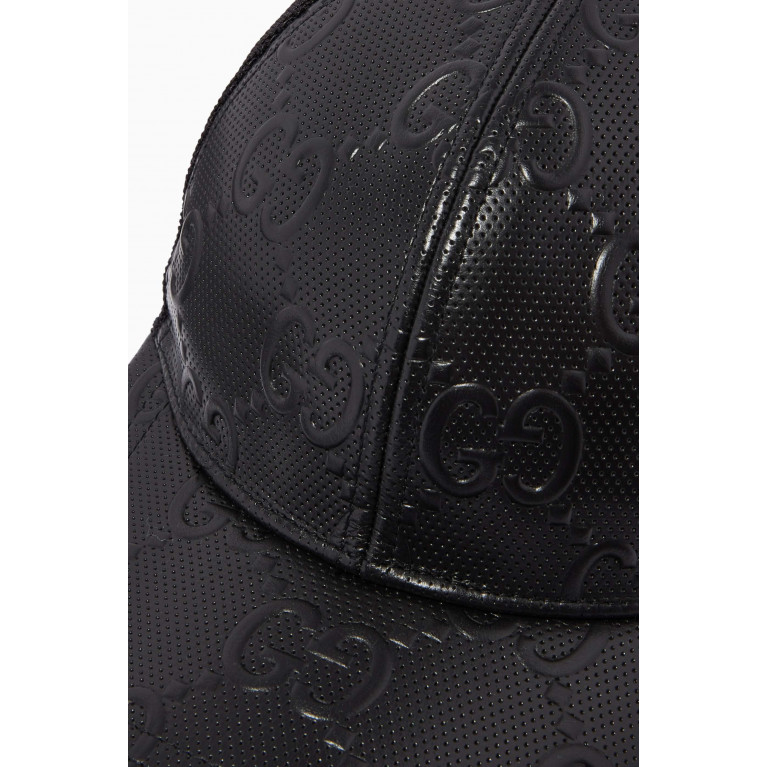 Gucci - GG Baseball Hat in Embossed Leather