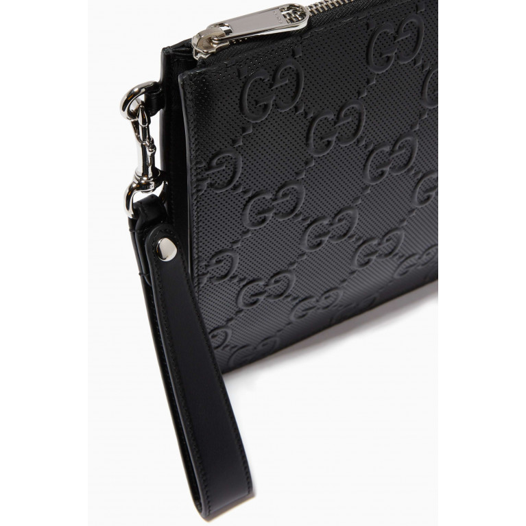 Gucci - GG Pouch in Embossed Leather Black