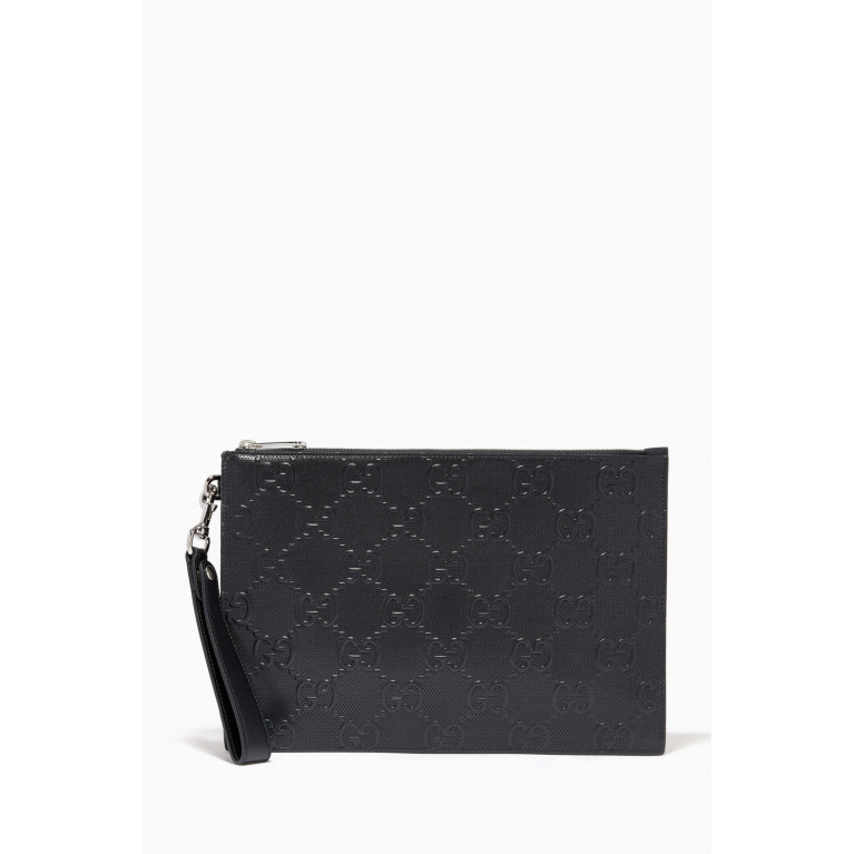 Gucci - GG Pouch in Embossed Leather Black